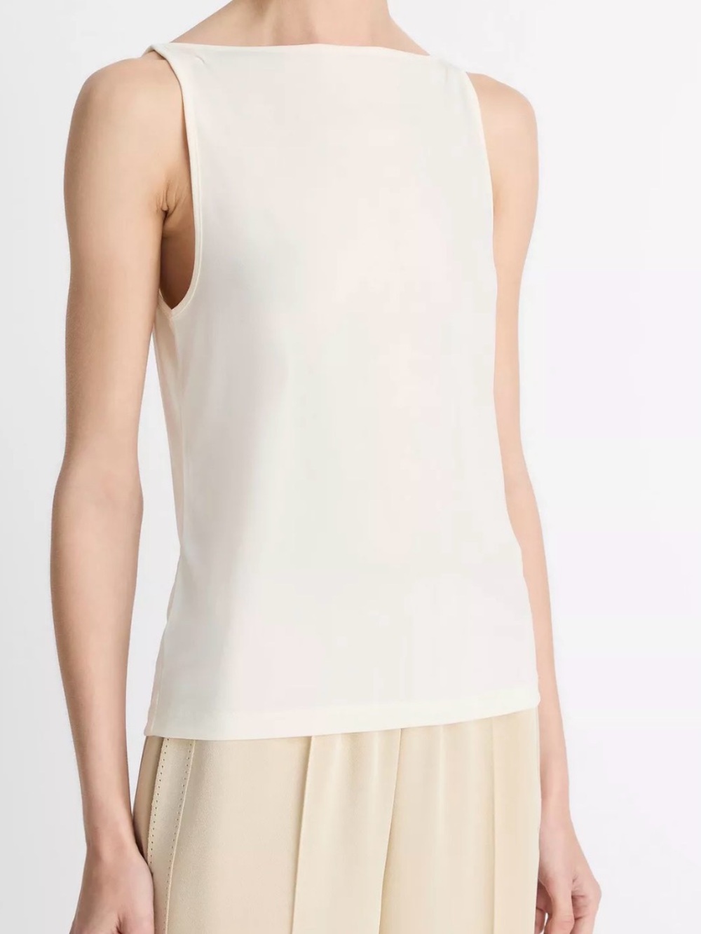 NWT - Vince - Matte Jersey Boat-Neck Tank - Ivory - Size L